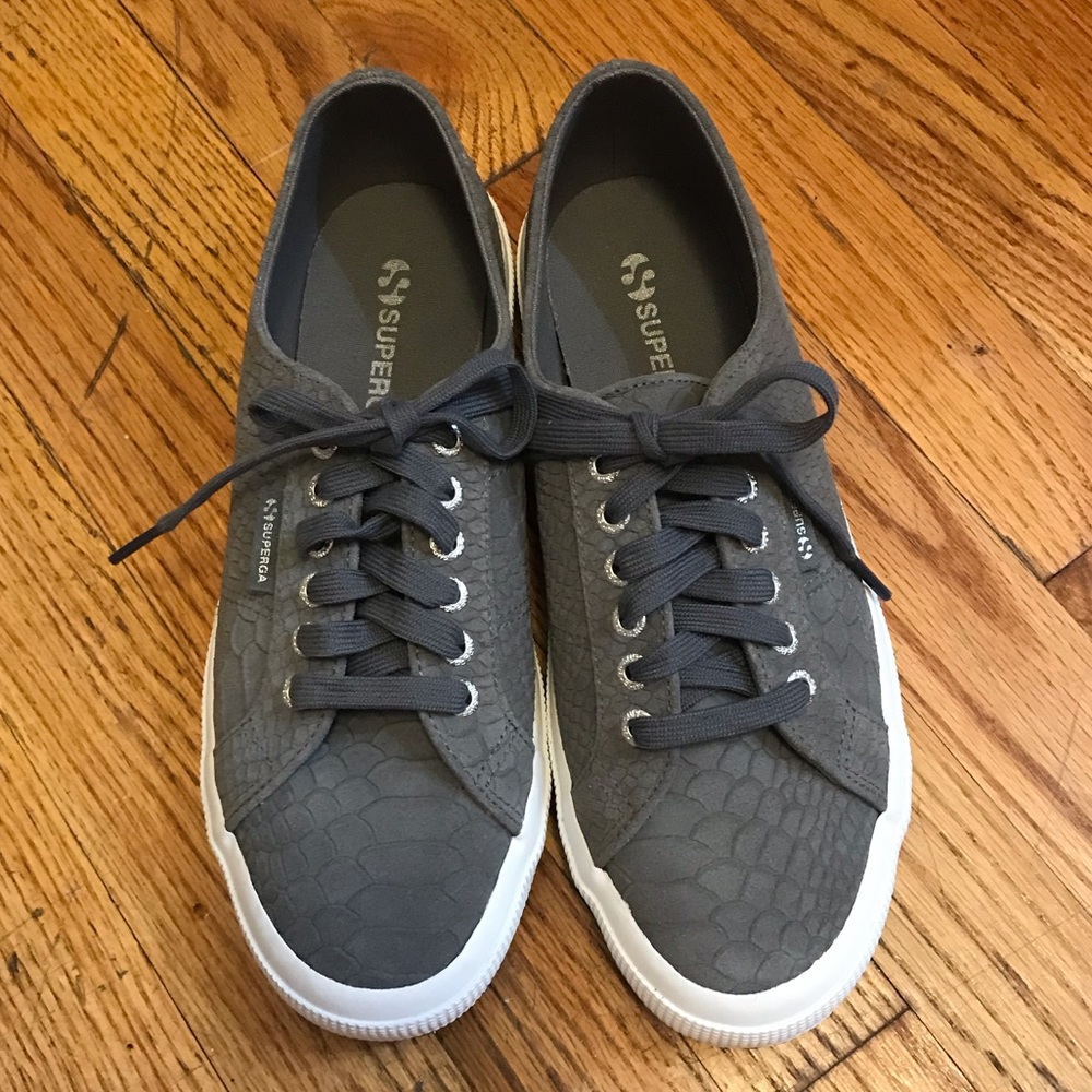 NWOT Gray textured Superga sneakers
